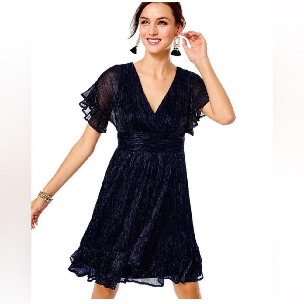 NWT 🏷️ LILLY PULITZER SINCLARE DRESS IN METALLIC SHIMMER, LOW TIDE NAVY.
SIZE 00